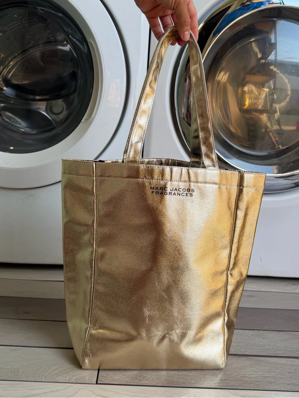 Marc Jacobs Fragrances Gold Metallic Tote Bag